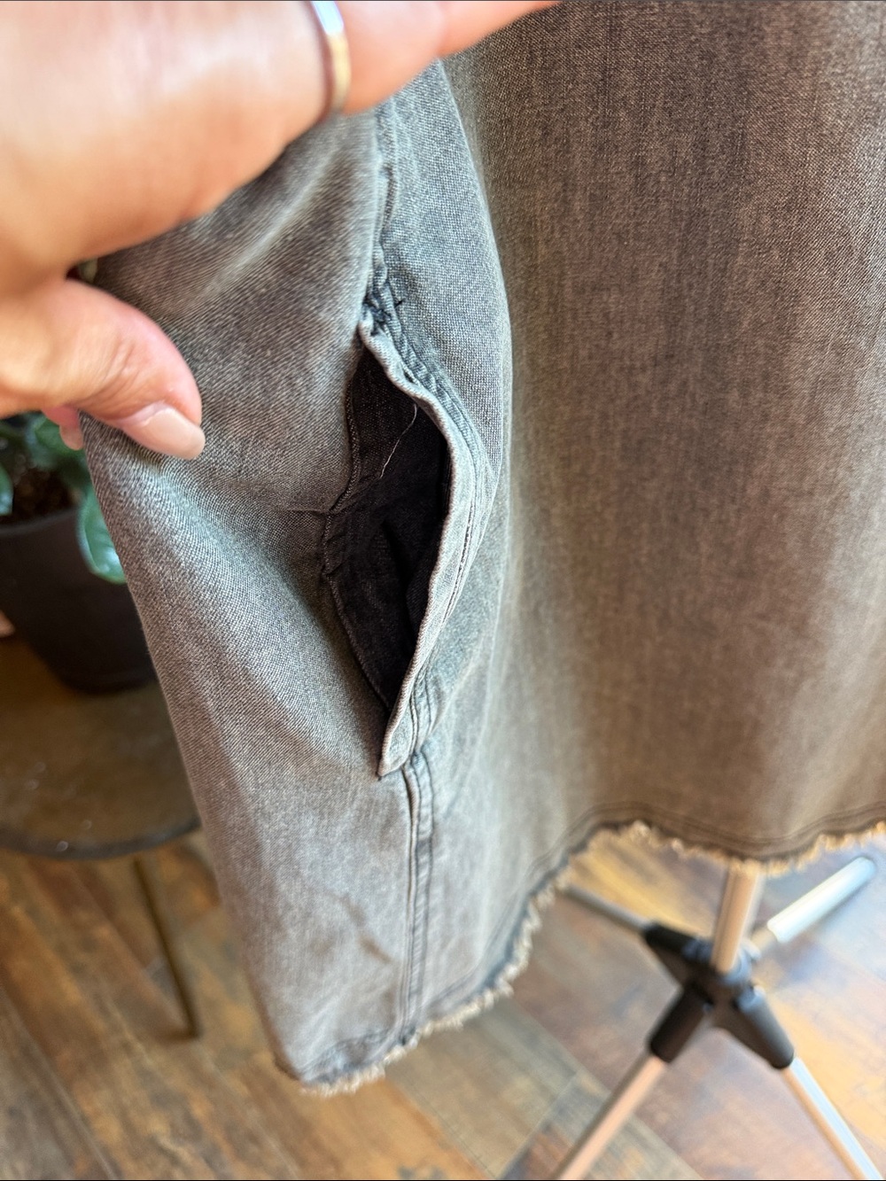 NATURAL LIFE Washed Gray Denim Shift Dress - Picture 3 of 9